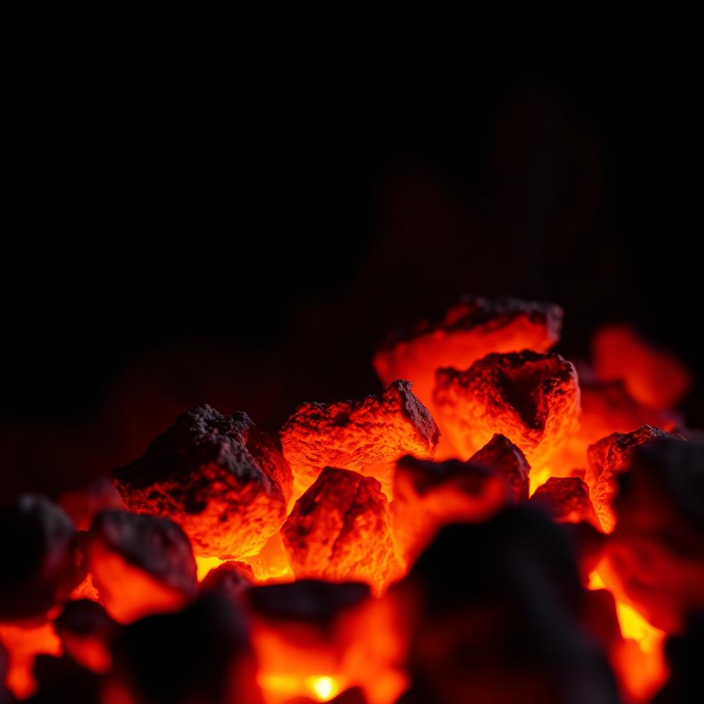 Cooling embers glowing amber against deep charcoal